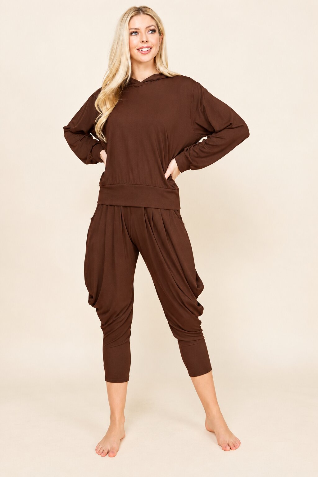 Brown Cropped Hoodie Full