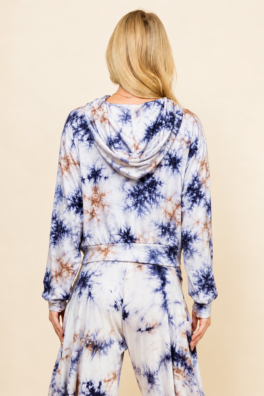 Navy Tie-Dye Cropped Hoodie – Soft Lounge Hoodie for Women | Made in USA