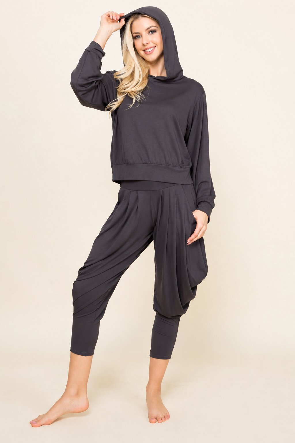 Charcoal Hoodie & Harem Pants Matching Set
