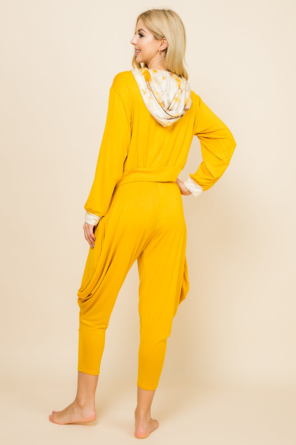 Mustard Solid Pants & Mustard Patchwork Hoodie