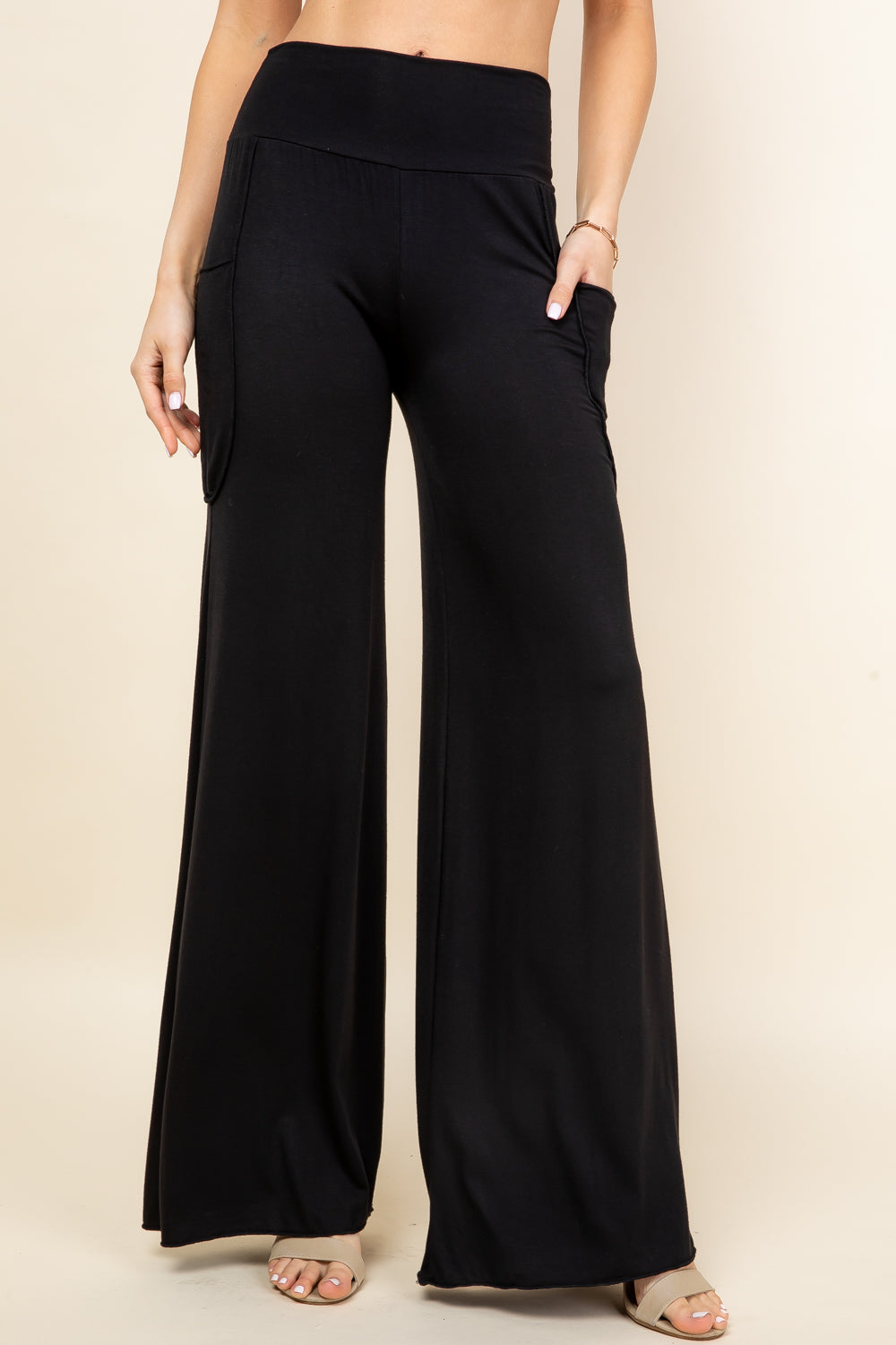 Palazzo Wide Leg Pants - Black