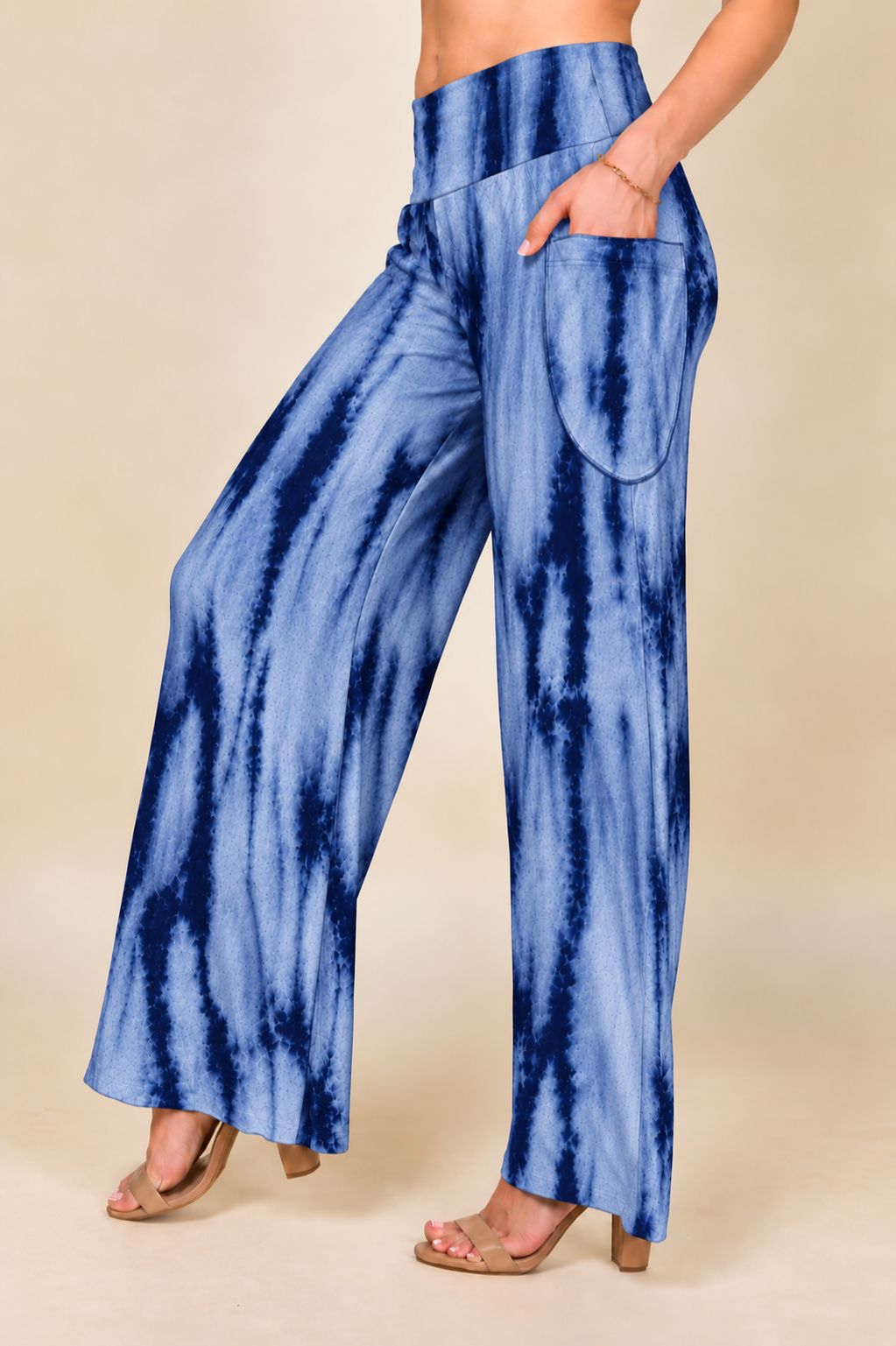 Navy Marble Tie-Dye Wide Leg Palazzo Pants – Boho Yoga Lounge Pants | Kooniez