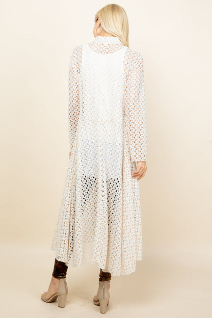 Crochet Lace Long Jacket - Ivory