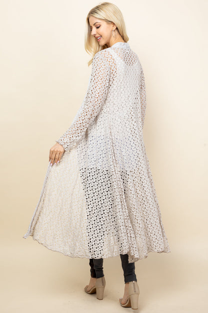 Crochet Lace Long Jacket - Oatmeal