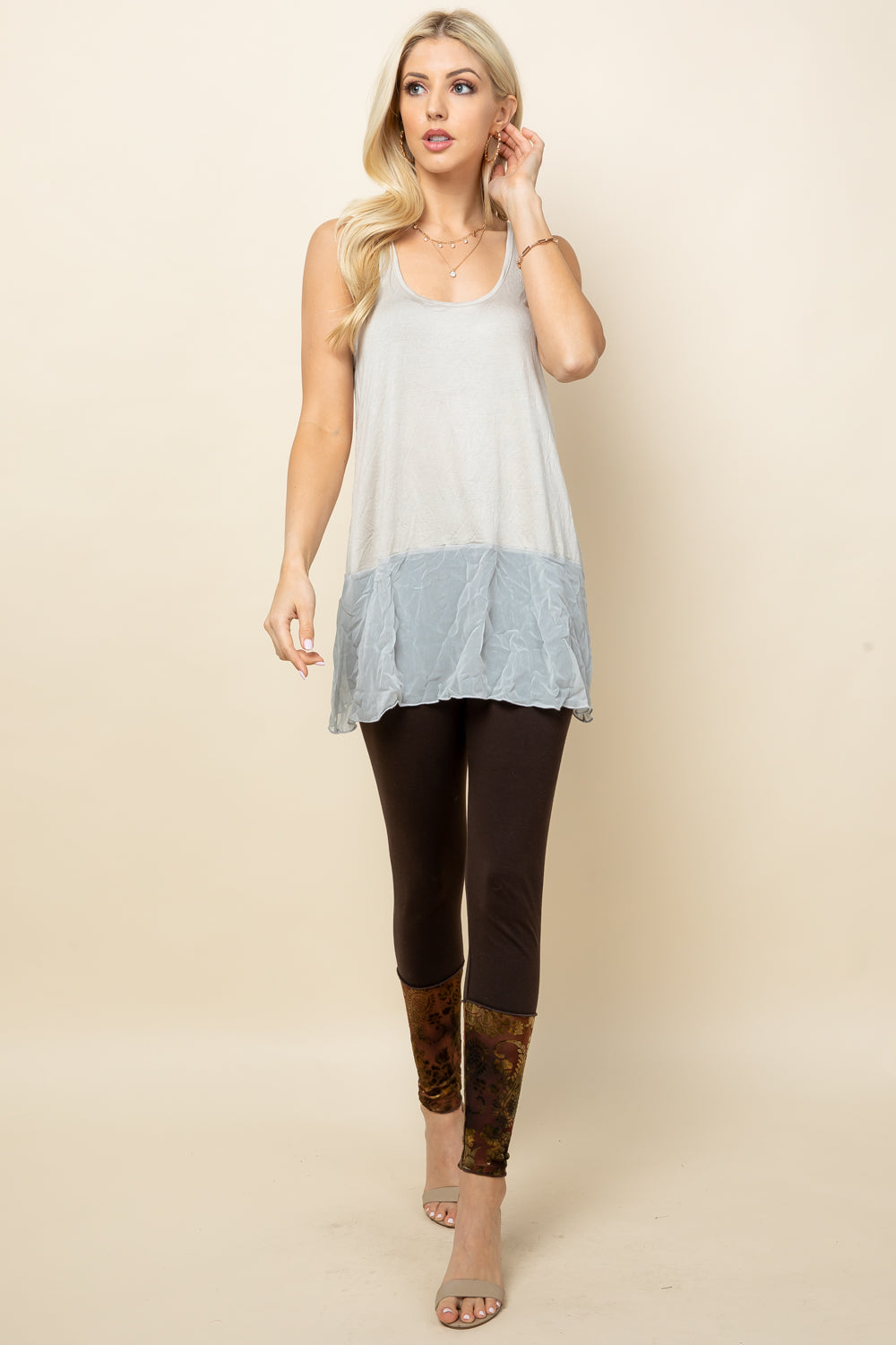 Sleeveless Layering Tunic Top - Mocha