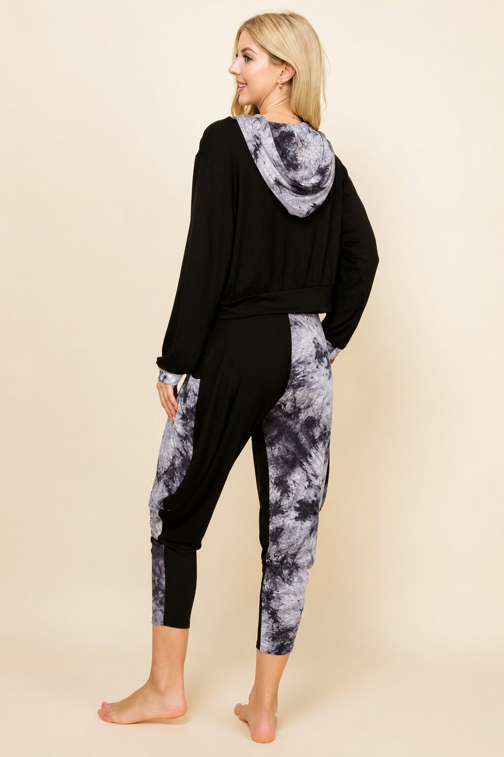 Black Cloud Patchwork Hoodie &amp; Harem Pants Matching Set | Made in USA