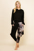 Black Patchwork Pants & Black Solid Hoodie
