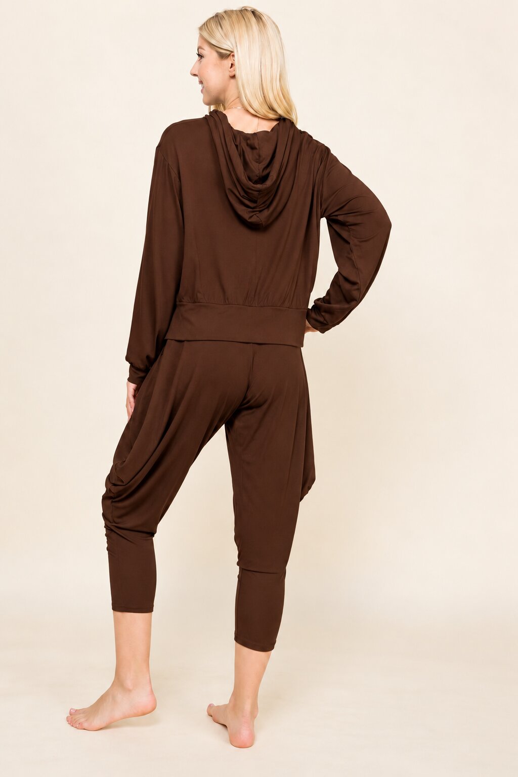 Brown Hoodie &amp; Harem Pants Matching Set | Made in USA