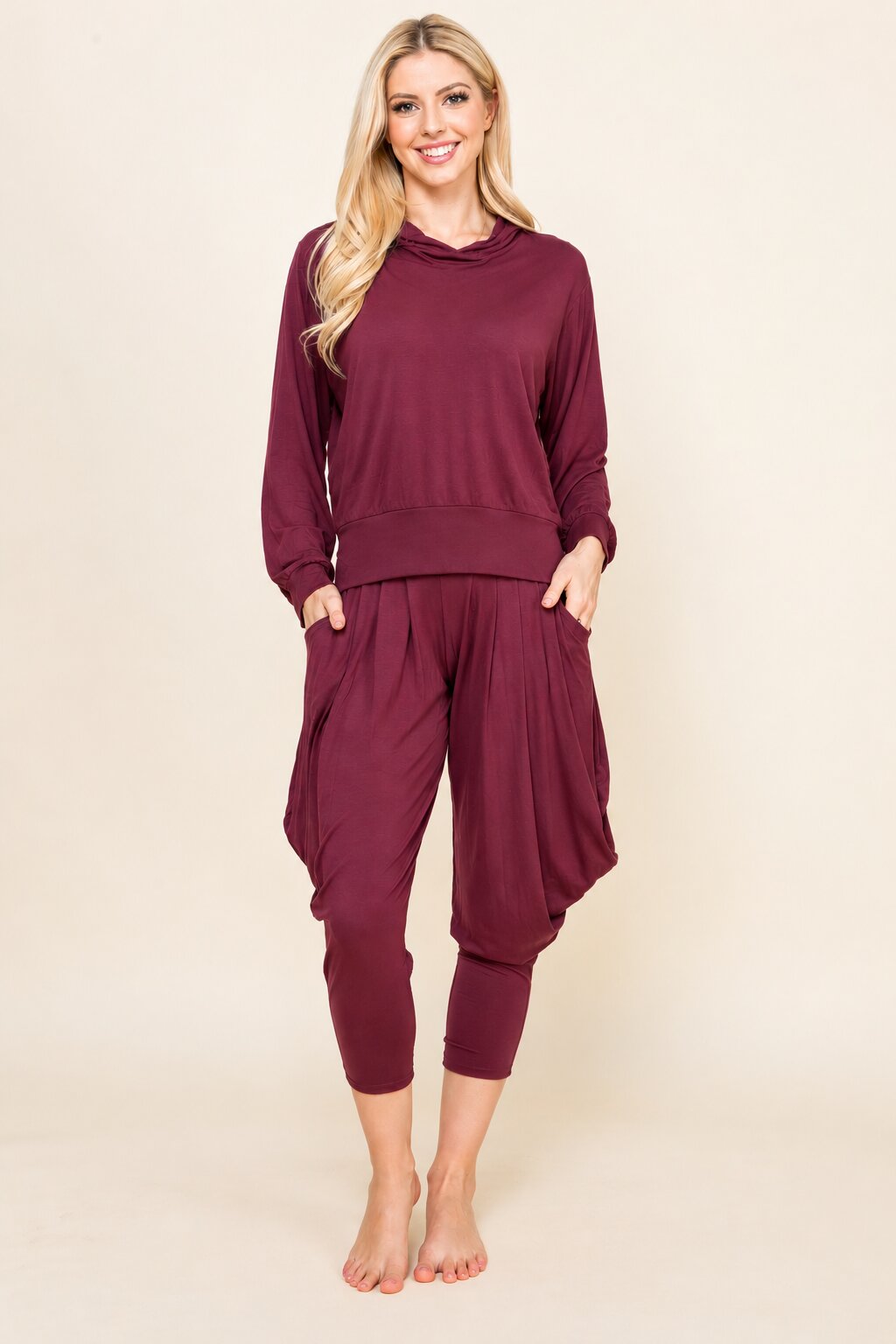 Burgundy Kooniez Hoodie & Harem Pants Matching Set