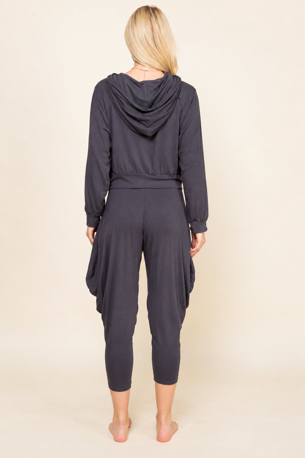 Charcoal Hoodie &amp; Harem Pants Matching Set Back
