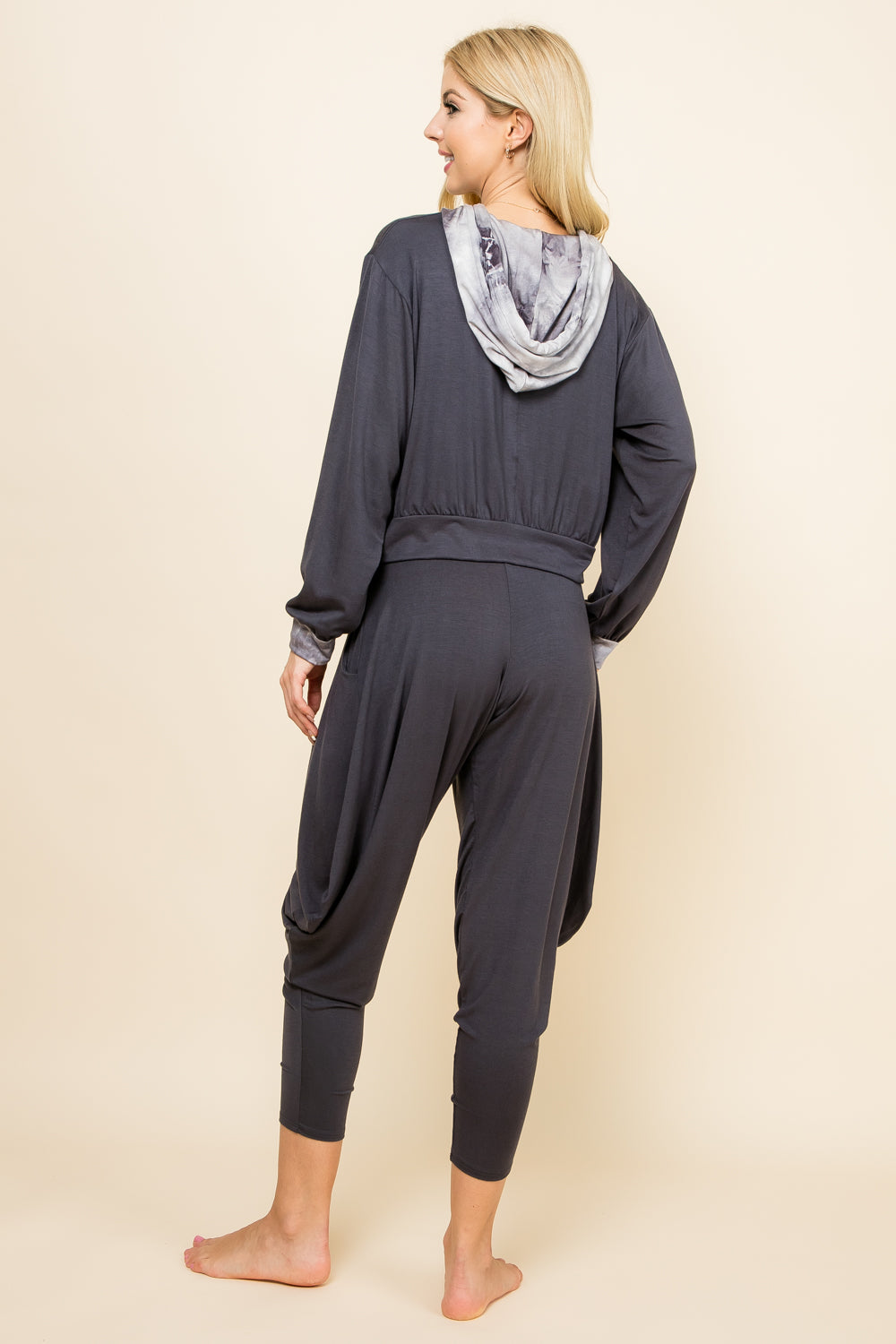 Charcoal Solid Pants &amp; Charcoal Patchwork Hoodie