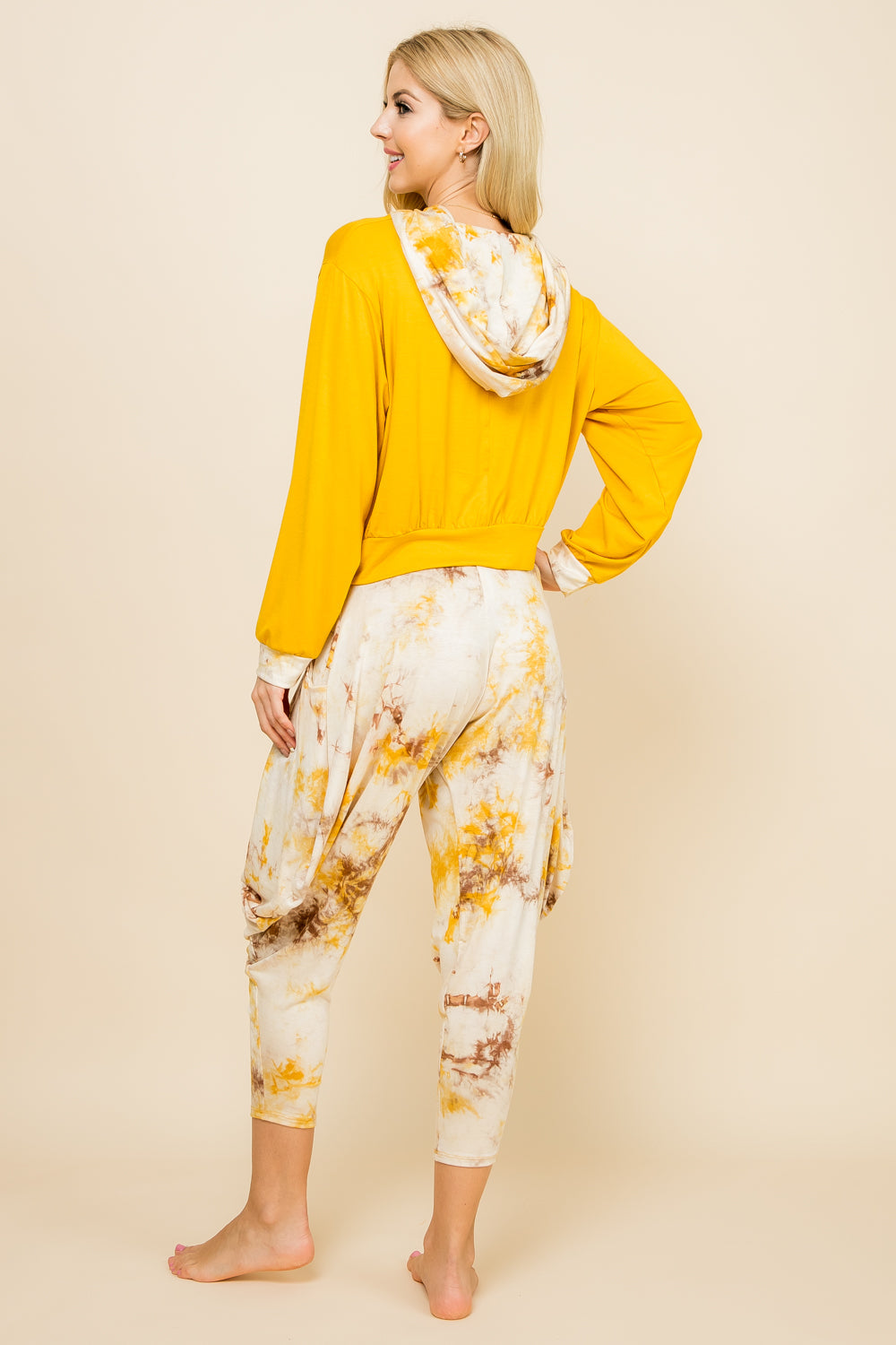 Mustard Tie-Dye Pants &amp; Mustard Patchwork Hoodie