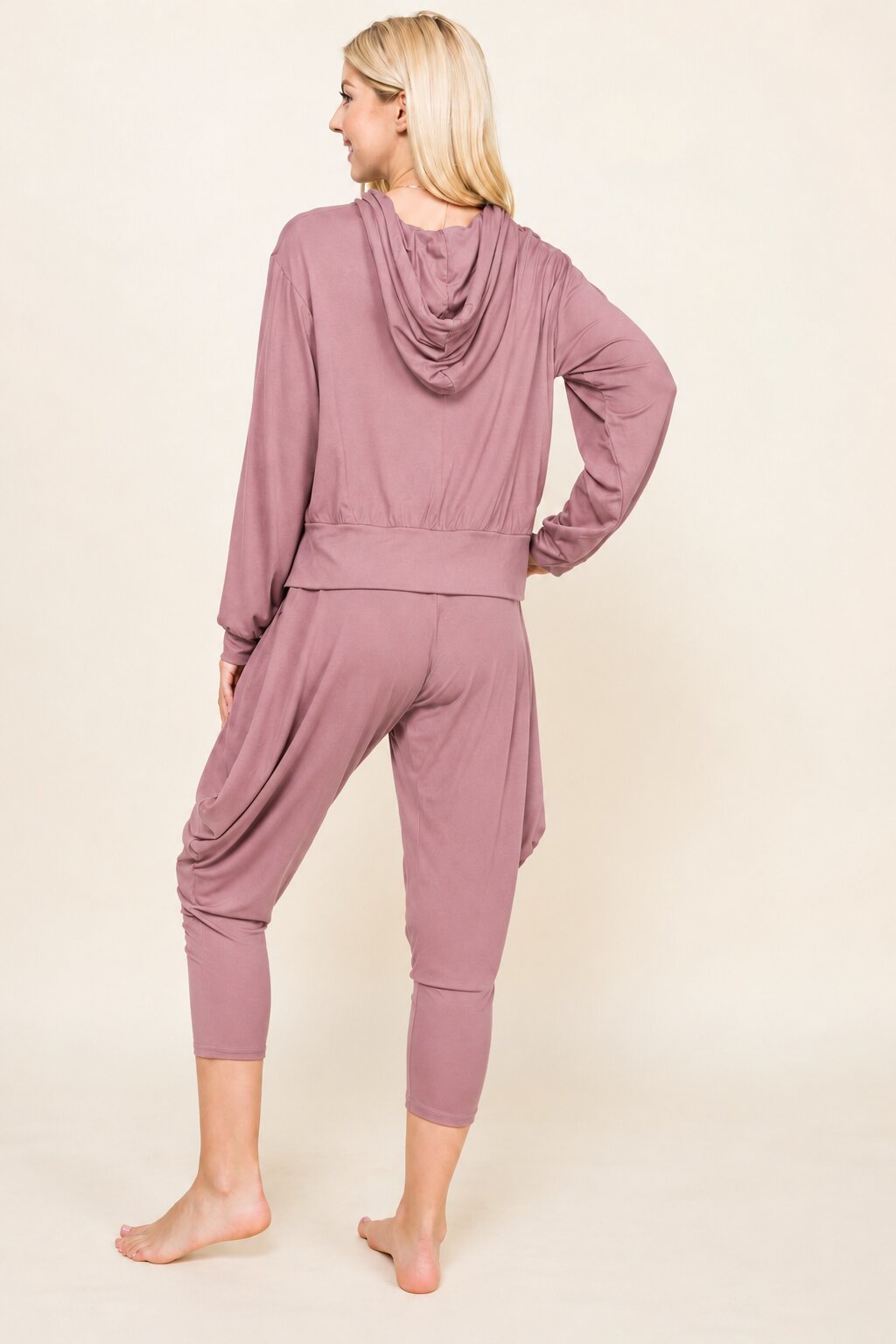 Mauve Hoodie &amp; Harem Pants Matching Set | Made in USA