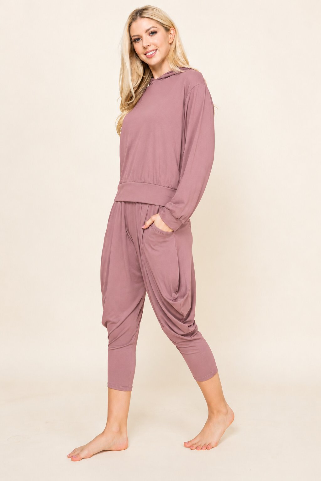 Mauve Hoodie &amp; Harem Pants Matching Set | Made in USA