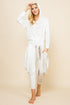 Mocha Tie-Dye Patchwork Pants & Ivory Solid Hoodie