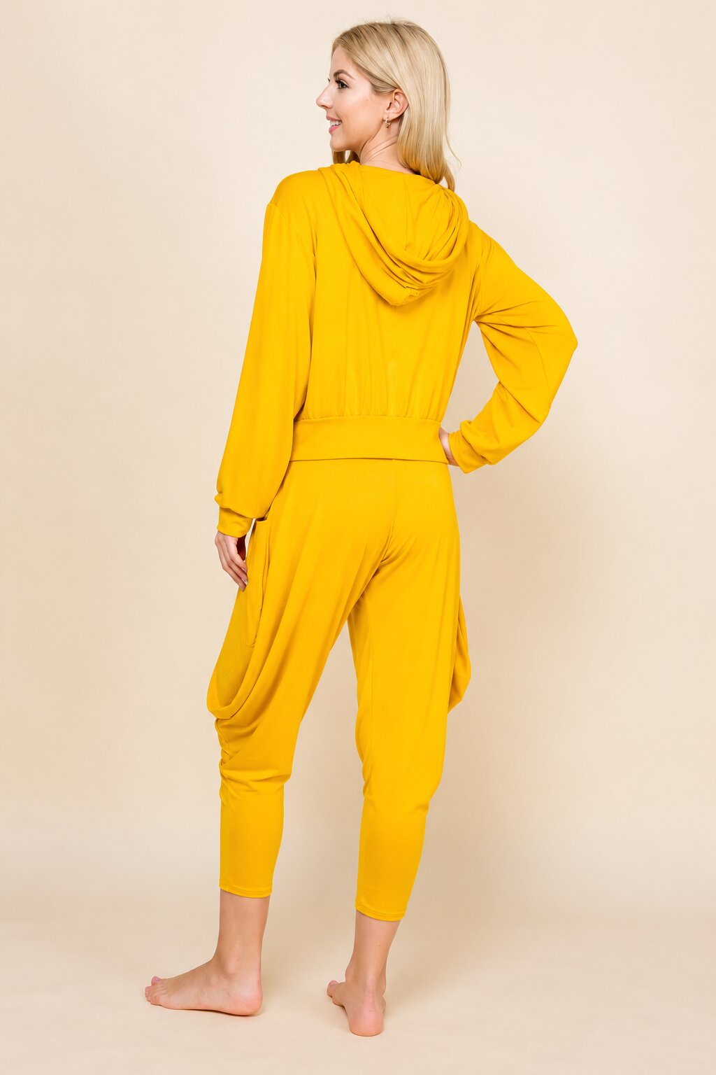 Mustard Hoodie &amp; Harem Pants Matching Set | Made in USA