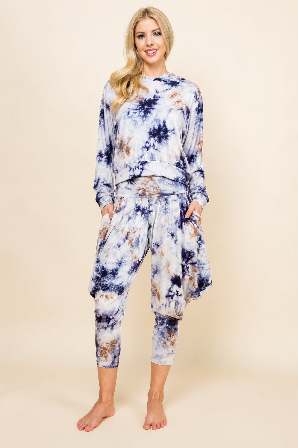 Navy Tie Dye Hoodie &amp; Harem Pants Matching Set | Made in USA