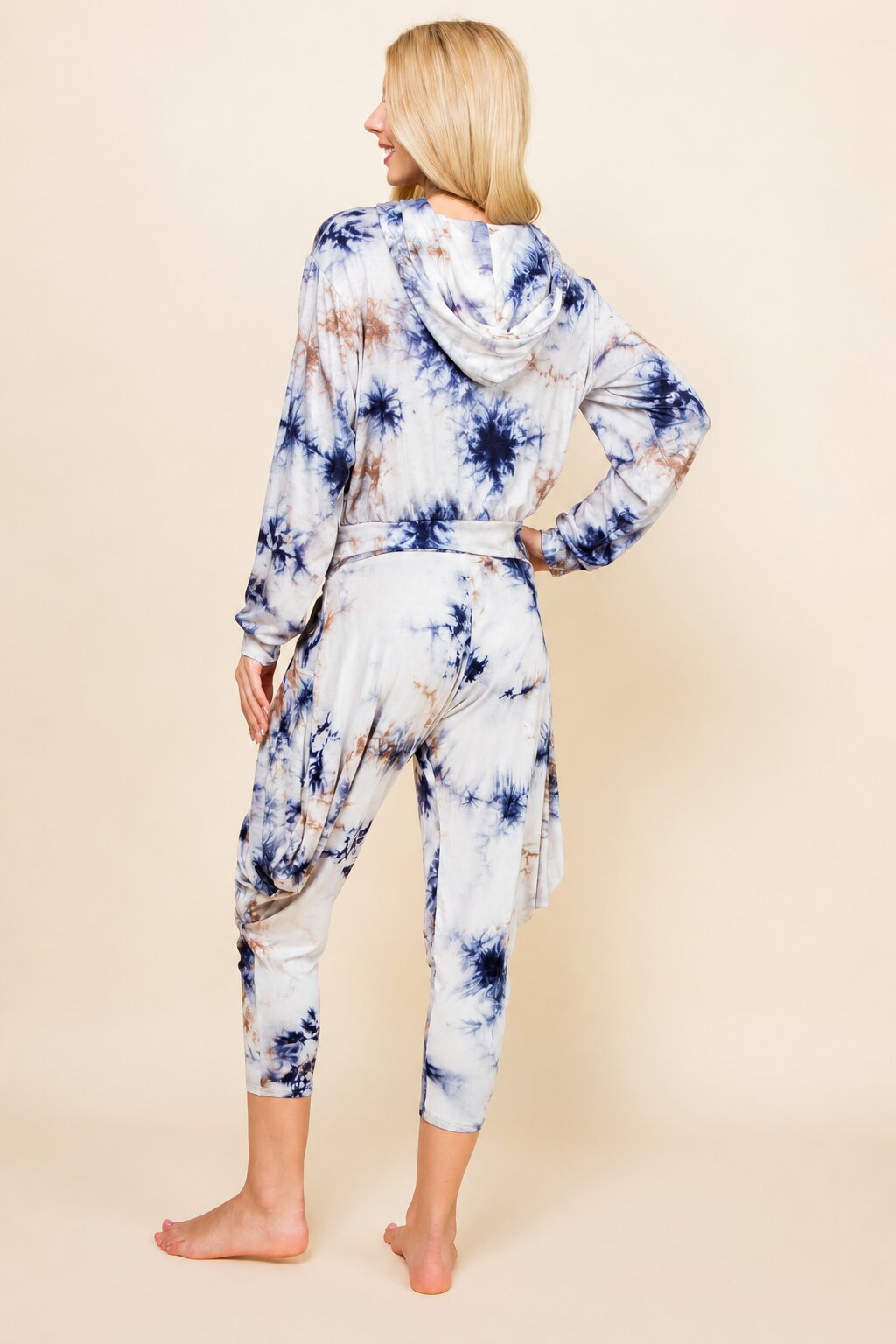Navy Tie Dye Hoodie &amp; Harem Pants Matching Set | Made in USA