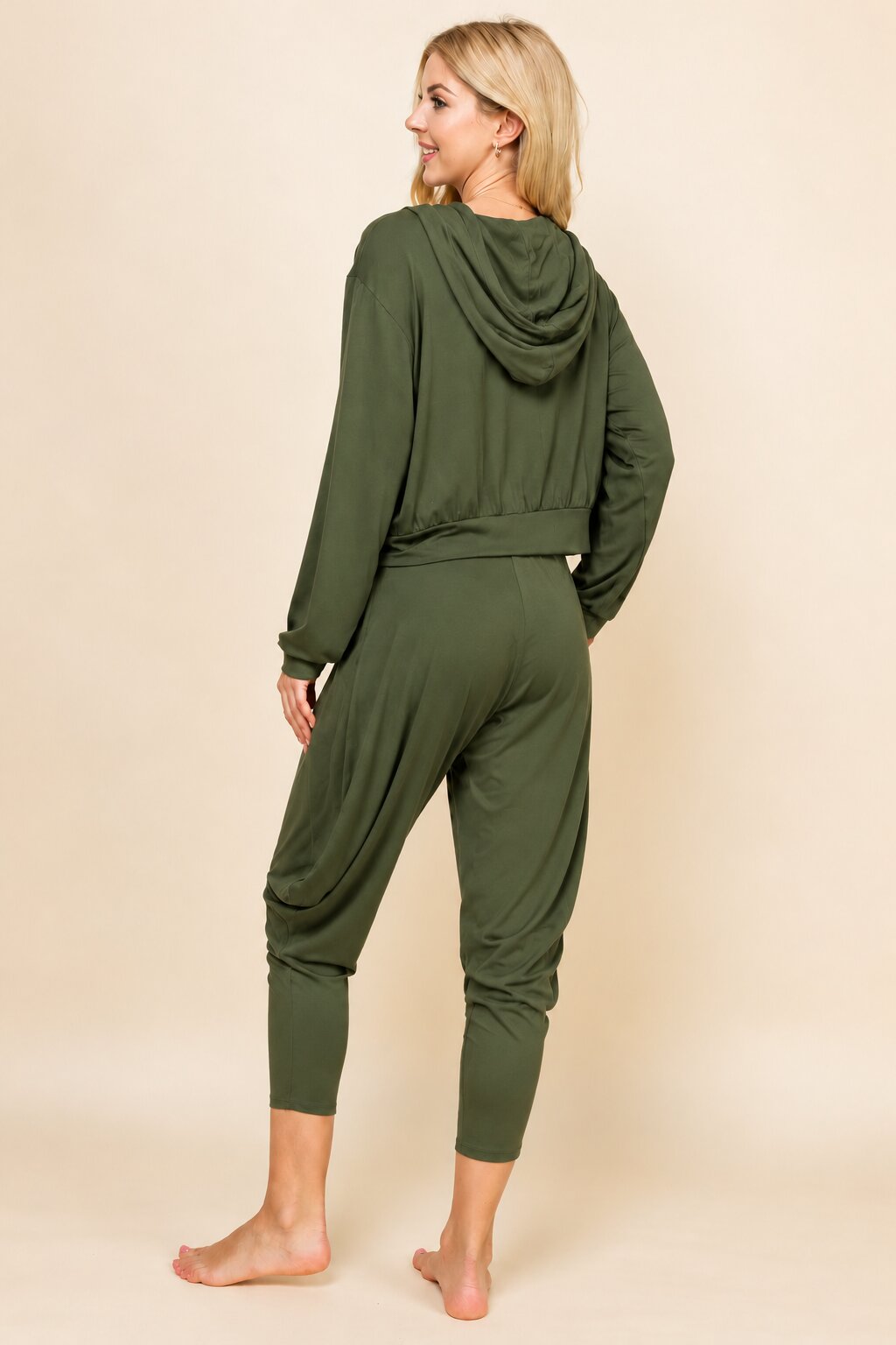 Olive Hoodie &amp; Harem Pants Matching Set | Made in USA