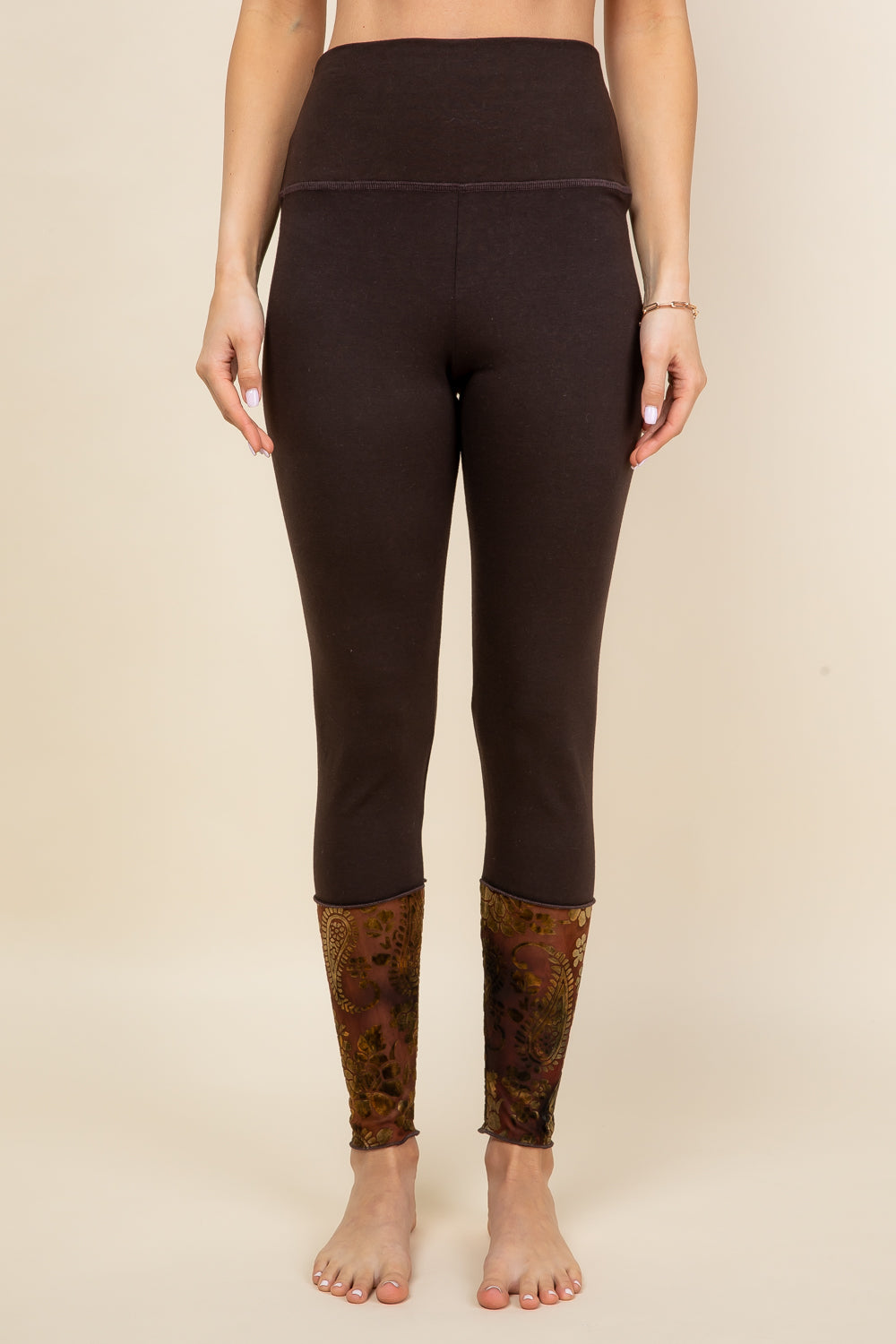 Contrast Velvet Leggings - Brown w/ Brown Velvet