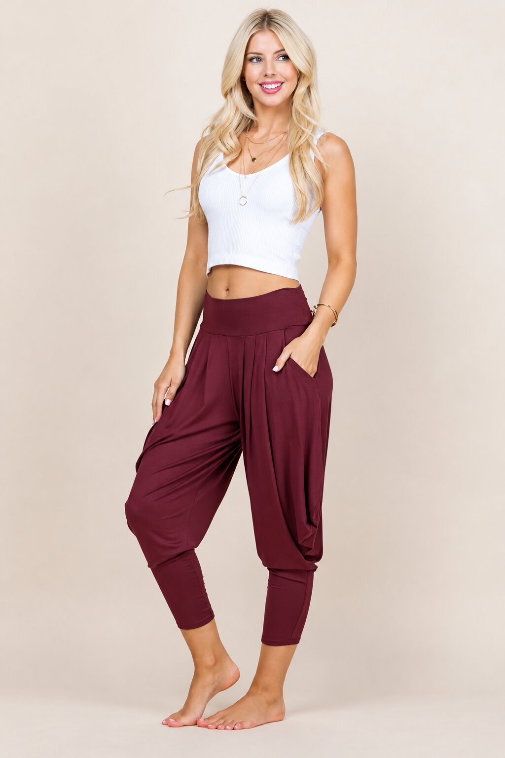Burgundy Kooniez Harem Pants Full