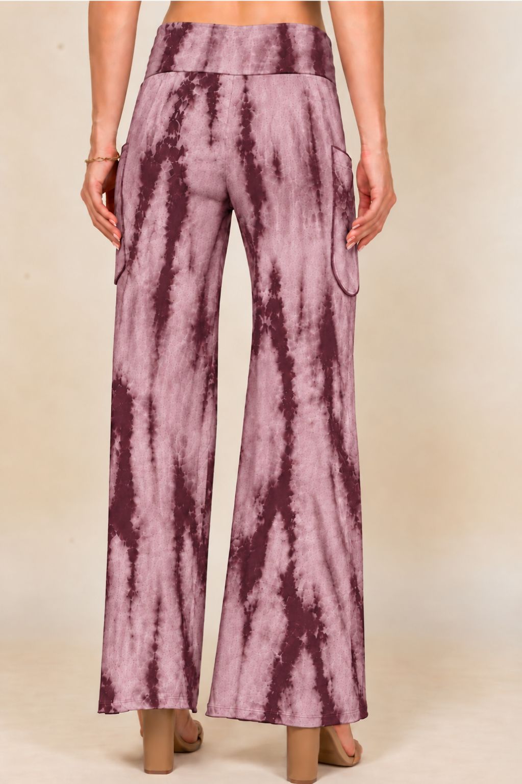 Burgundy Marble Tie-Dye Wide Leg Palazzo Pants – Boho Yoga Lounge Pants | Kooniez