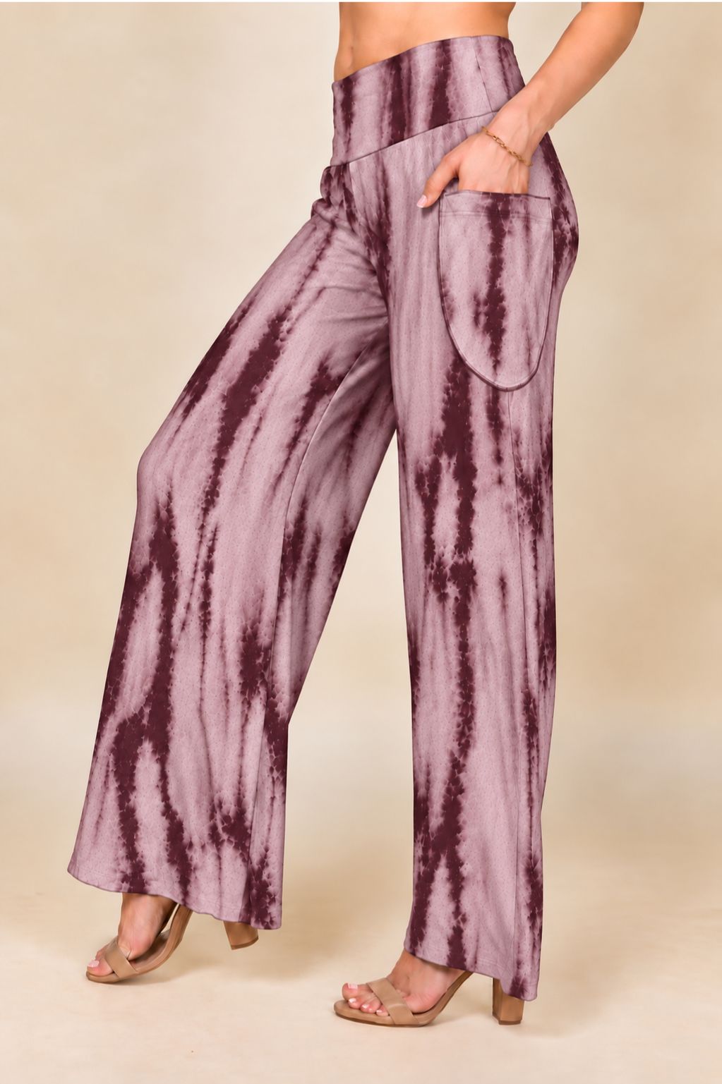 Burgundy Marble Tie-Dye Wide Leg Palazzo Pants – Boho Yoga Lounge Pants | Kooniez