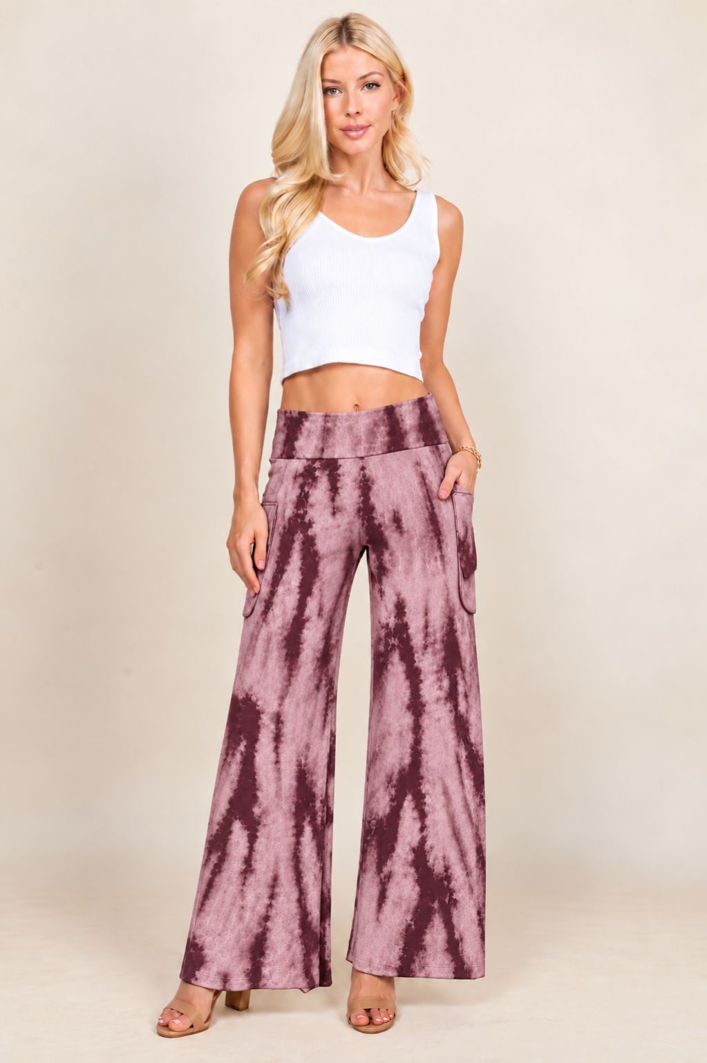 Burgundy Marble Tie-Dye Wide Leg Palazzo Pants – Boho Yoga Lounge Pants | Kooniez