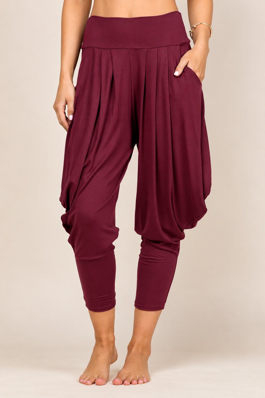 Burgundy Kooniez Harem Pants Front