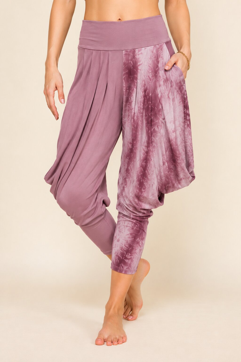 Mauve Patchwork Kooniez Harem Pants Front