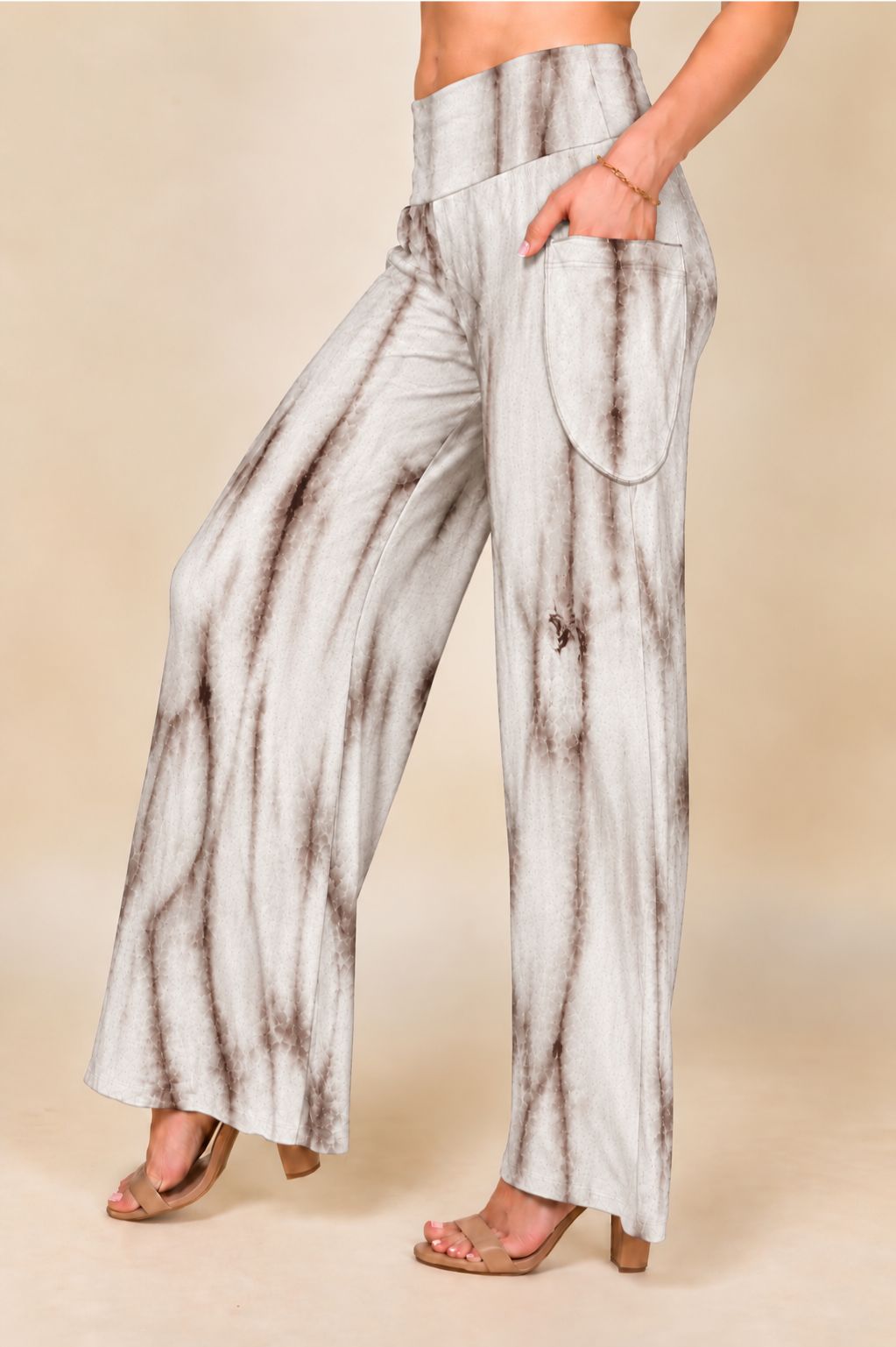 Mocha Tie-Dye Wide Leg Palazzo Pants – Boho Yoga Lounge Pants | Kooniez