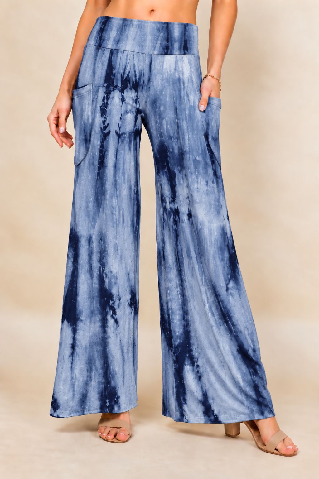 Navy Marble Tie-Dye Wide Leg Palazzo Pants – Boho Yoga Lounge Pants | Kooniez