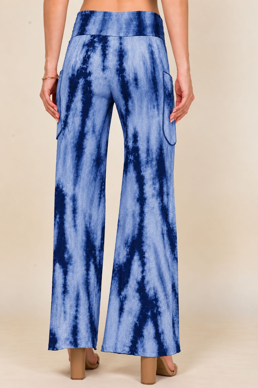 Navy Marble Tie-Dye Wide Leg Palazzo Pants – Boho Yoga Lounge Pants | Kooniez