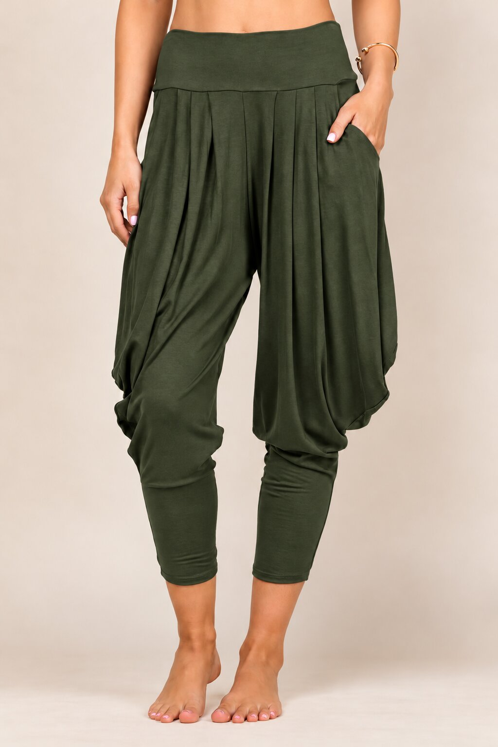 Olive Kooniez Harem Pants Front