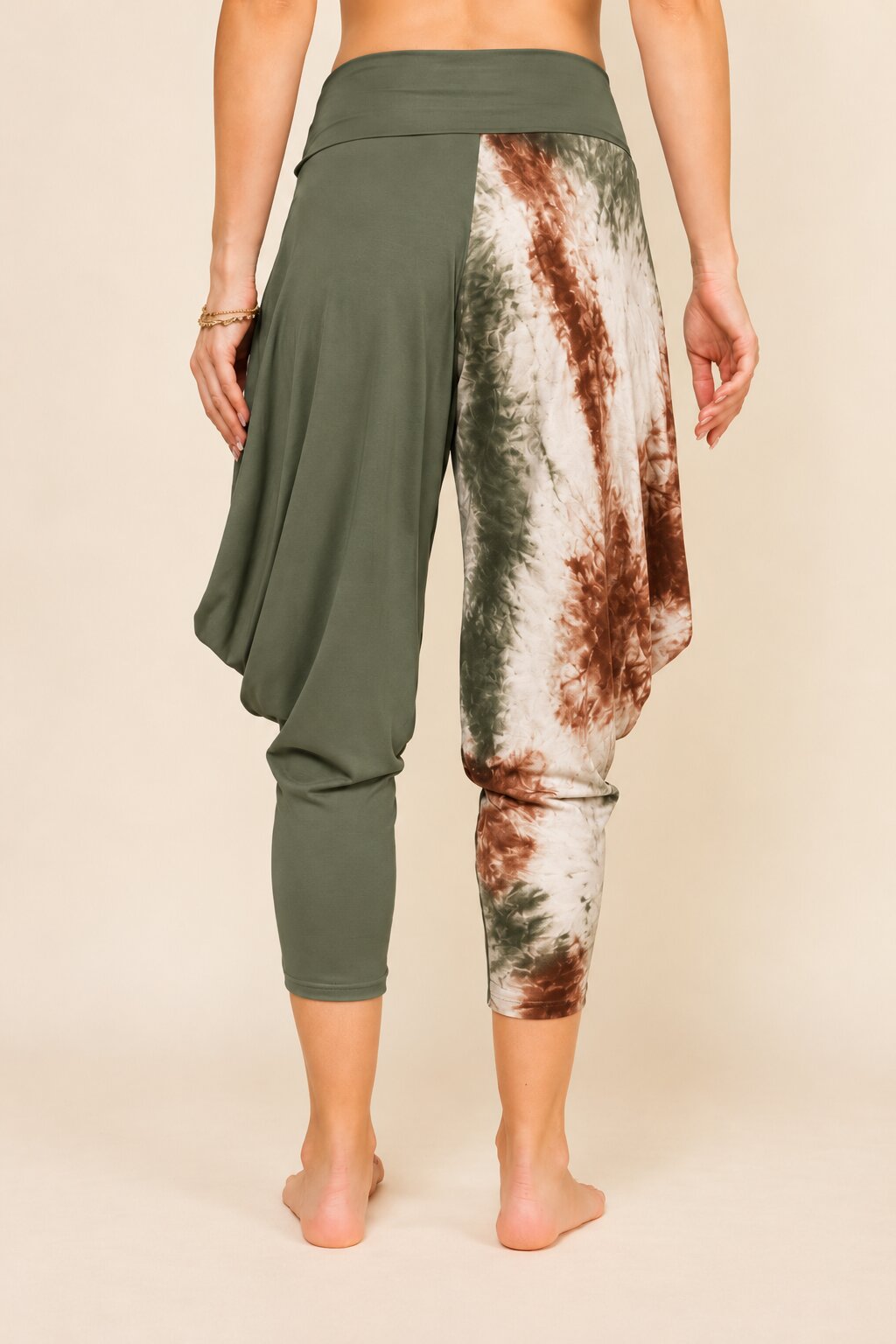 Olive Patchwork Kooniez Harem Pants Back