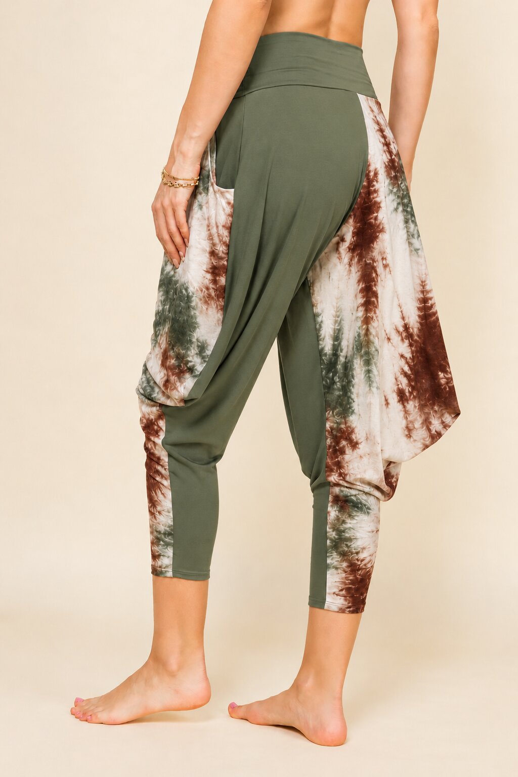 Olive Patchwork Kooniez Harem Pants Side