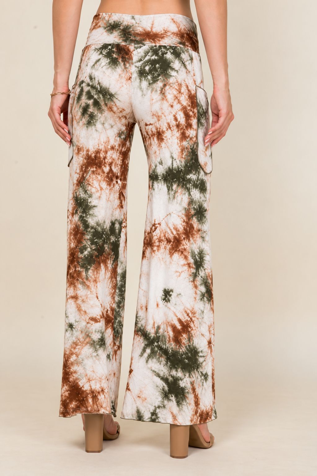Olive Tie-Dye Wide Leg Palazzo Pants – Boho Yoga Lounge Pants | Kooniez