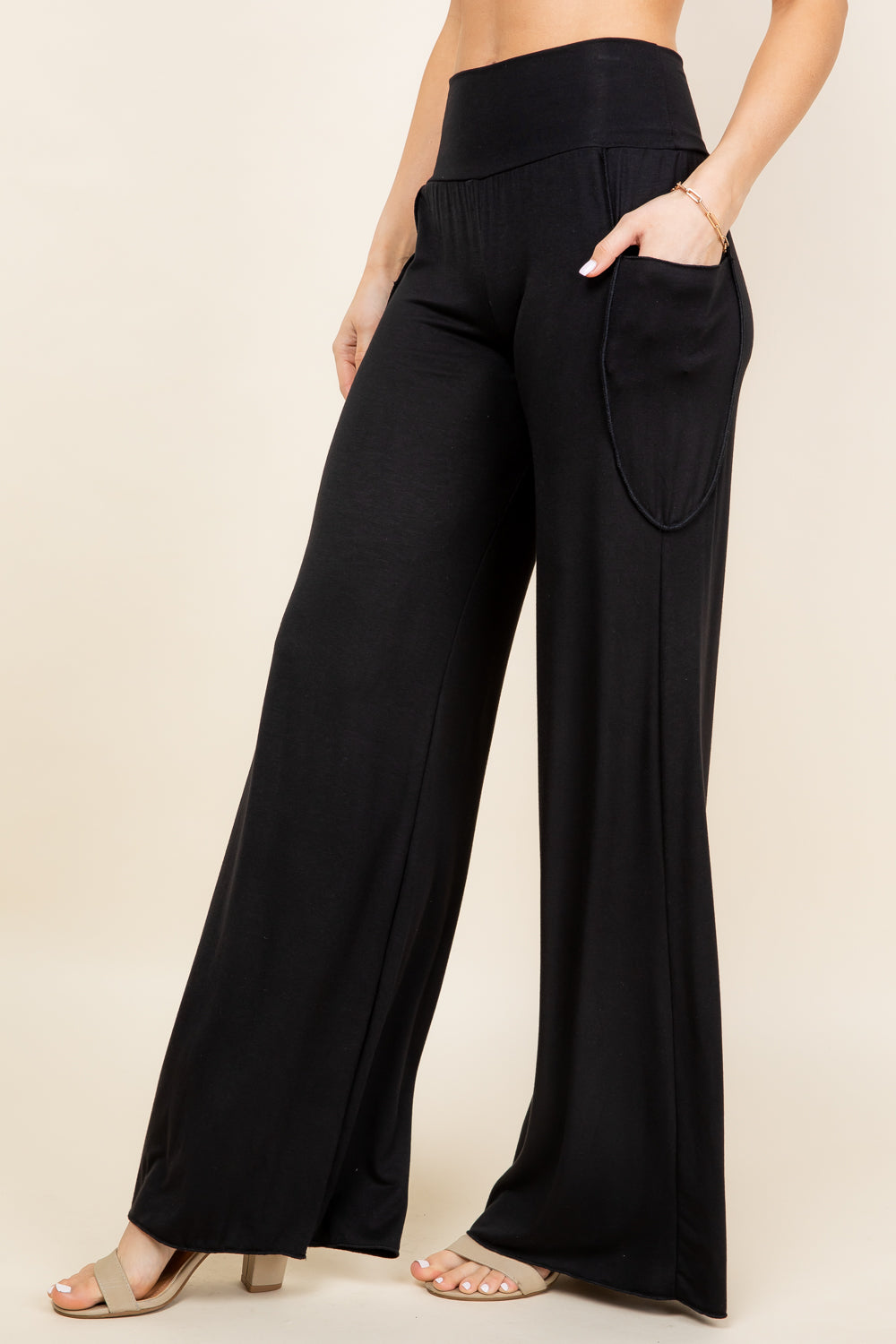 Palazzo Wide Leg Pants - Black