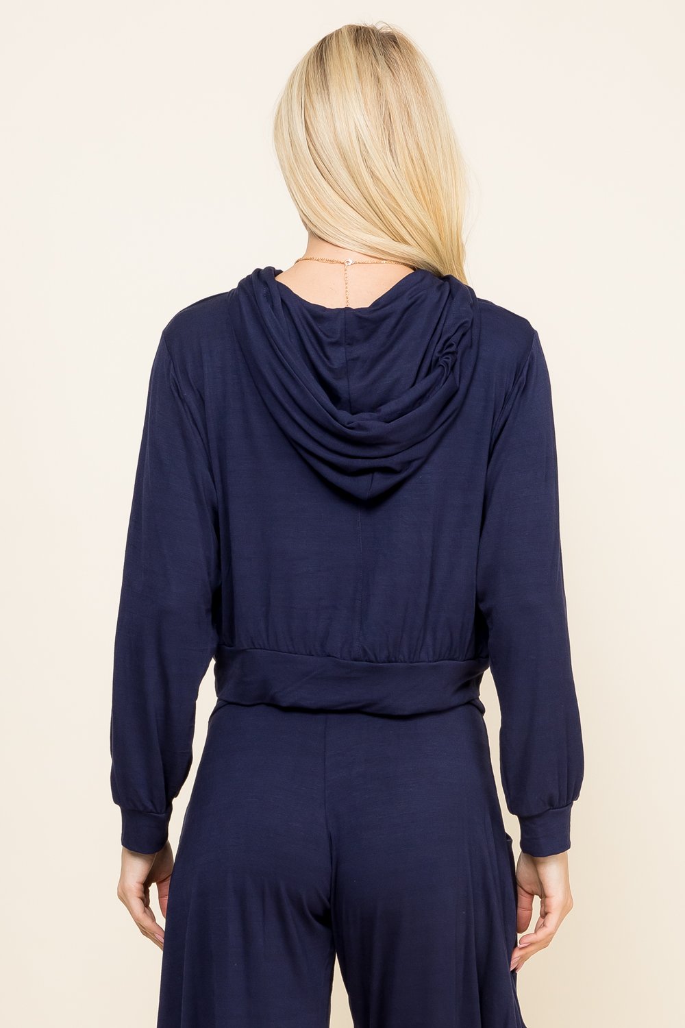 Back view of navy blue women&