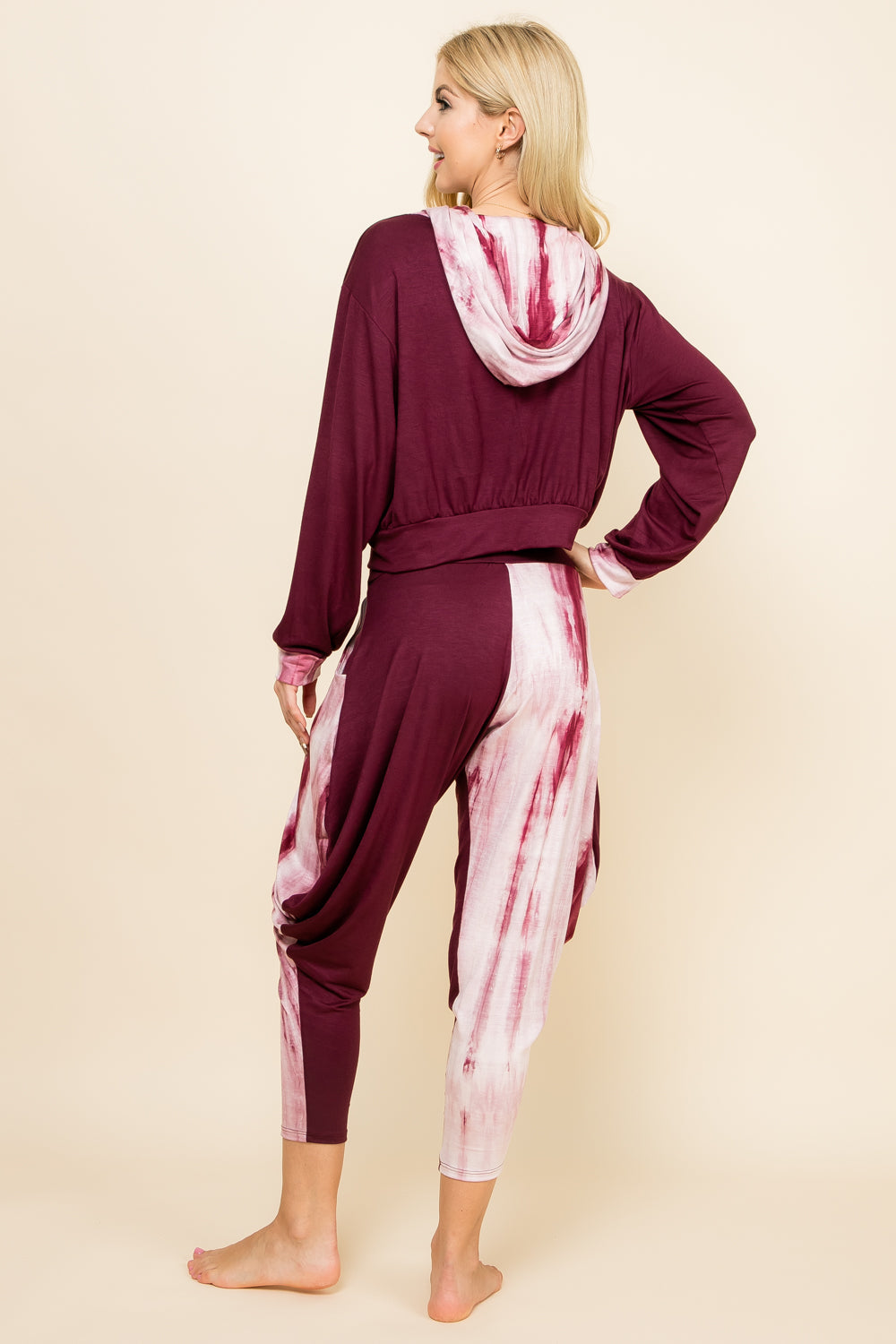 Kooniez Set - Burgundy Marble Tie-Dye Patchwork